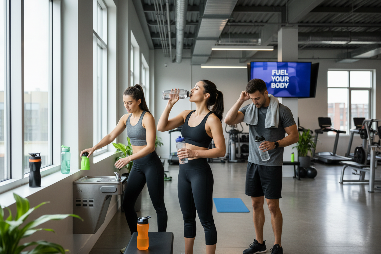 сделай что в зале пьют воду 